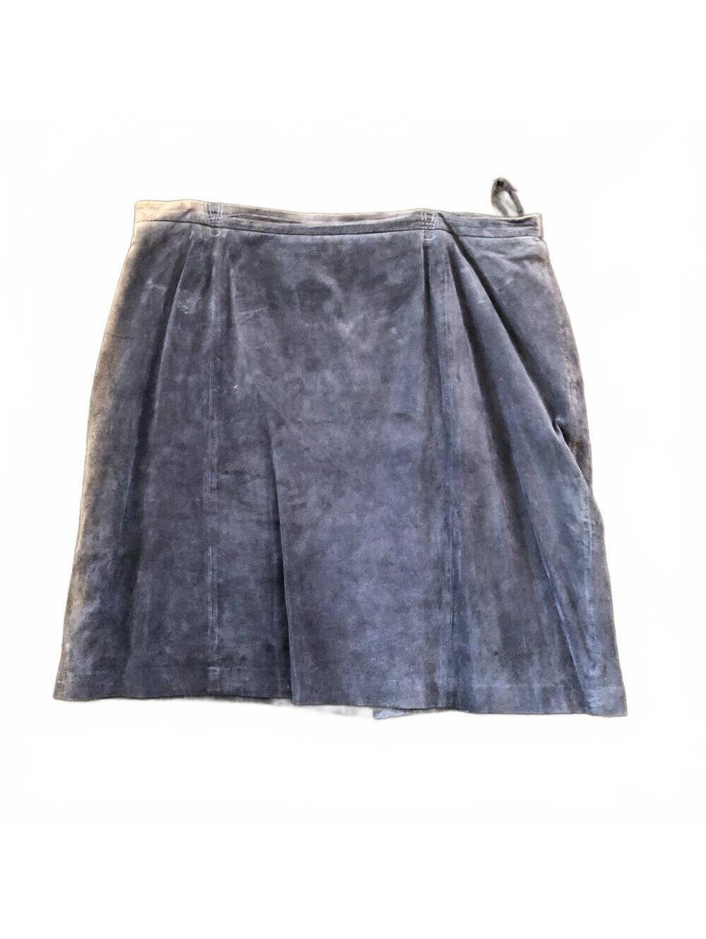Terry Lewis Classic Luxuries Blue Genuine Suede Leather Skirt Size 22